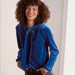 Boden Nancy velvet top blue depths 14